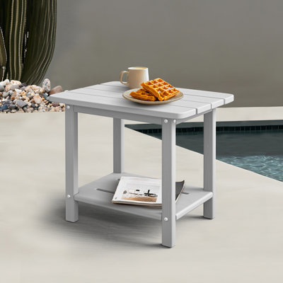 HDPE Adirondack 2-Tier End Table – Weatherproof & Durable Outdoor Side Table for Patio, Poolside, and Lawn