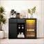 Armoire de bar cannelée de 51 pouces avec espace de réfrigérateur, station de café moderne, station de chargement, support pour verres à vin et rangement pour boissons, buffet noir pour la maison-1272152917