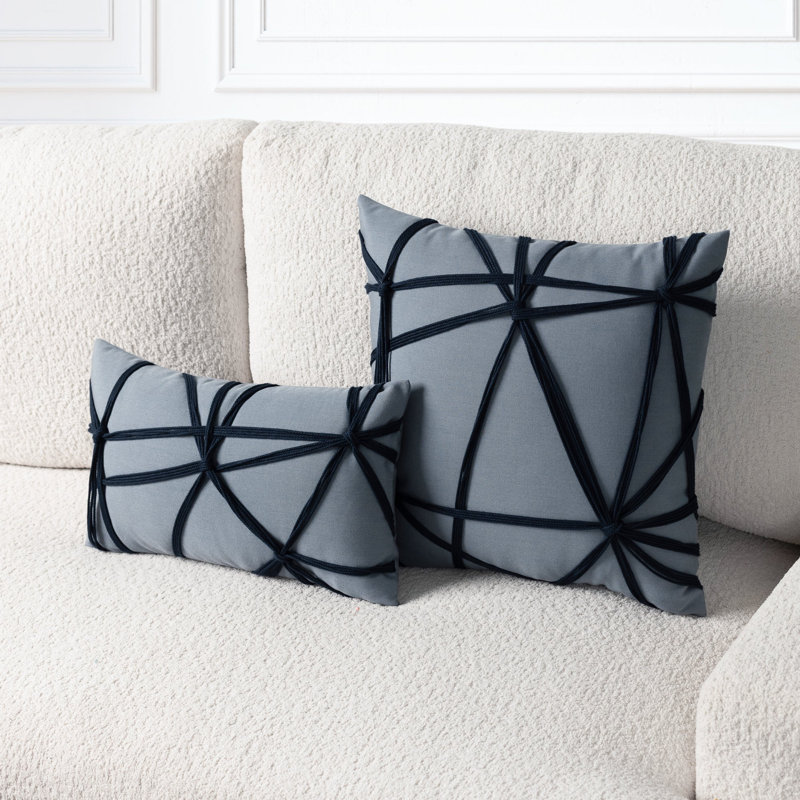 Interlace Chestnut Woven Accent Pillow Cover & Insert, Slate