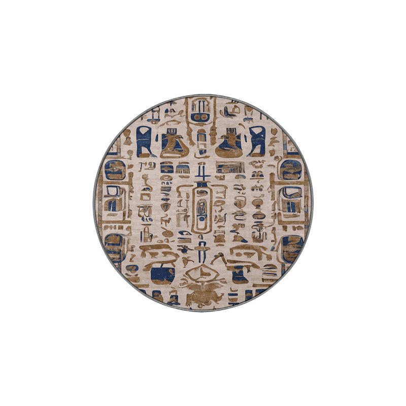 Machine Washable Gray Area Rug, Round 5'