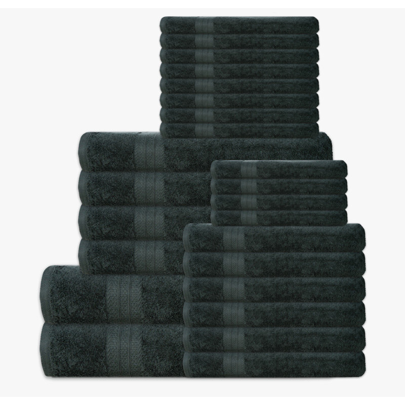 Terrycloth Bath Towels (Pack of 24), Dark Gray