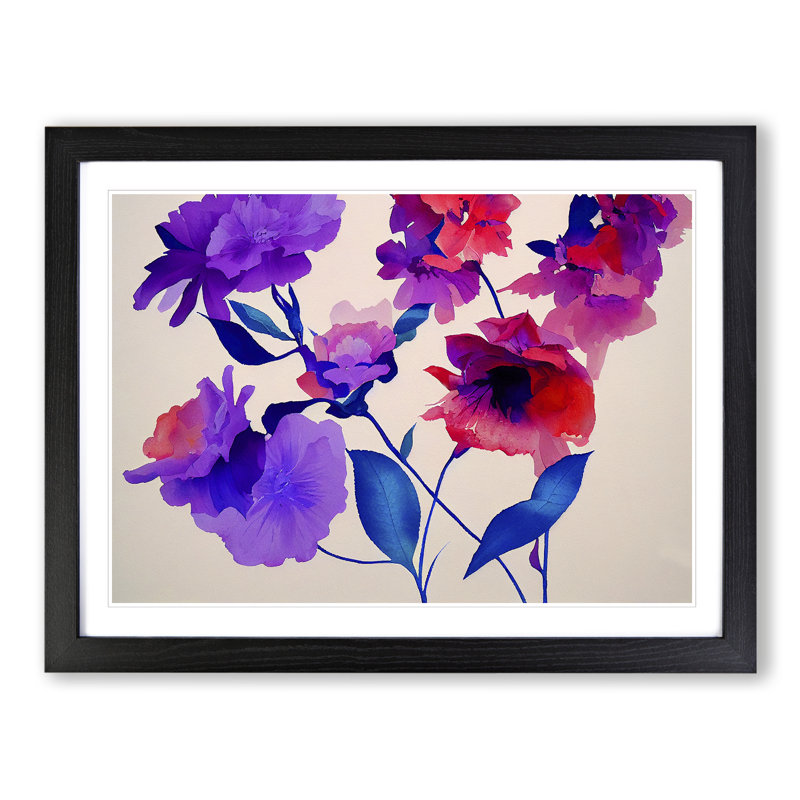 Impressive Flowers - Single Picture Frame Painting, 34cm H x 46cm W x 2cm D, Black