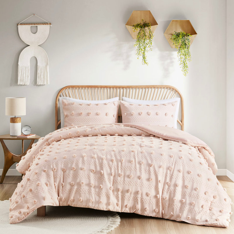 Bedding - Microfiber Reverse, Filled, Wrinkle Comforter Soft, , , Long-lasting, King Comforter + 2 King Shams, Pink