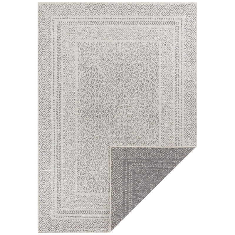 Frame Flatweave Silvery White Rug, Rectangle 80 x 150cm