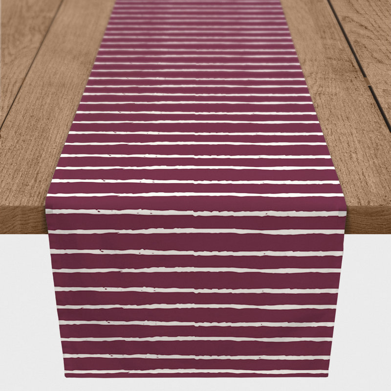 Vancouver Sketch Stripes Table Runner, 72" x 16", Burgundy