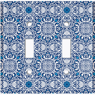 Plaque murale rétro à 2 interrupteurs à bascule Vintage Elegant Tile