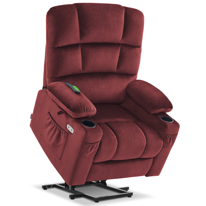 Fauteuil inclinable électrique Nihat Lay, 100 % polyester bourgogne