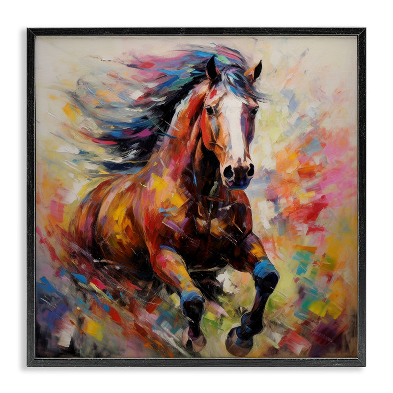 Cheval vif au galop, H 17 po x l 17 po x P 1,5 po, Cadre noir