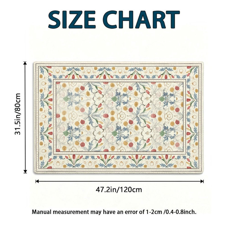 Tapis crème à bordure florale vintage 47 po x 31 po