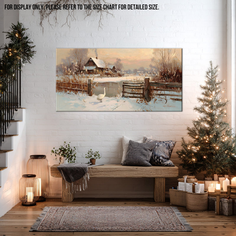 Grand paysage d'hiver, art mural Swan, H 30 po x l 60 po