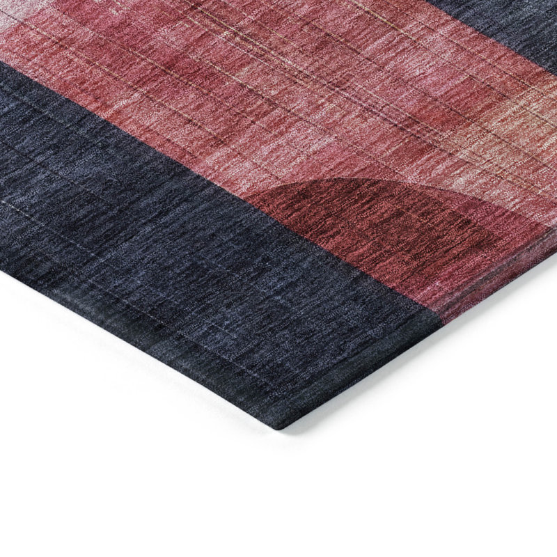 Tapis extérieur rond lavable abstrait 8 pi cuivre et rose