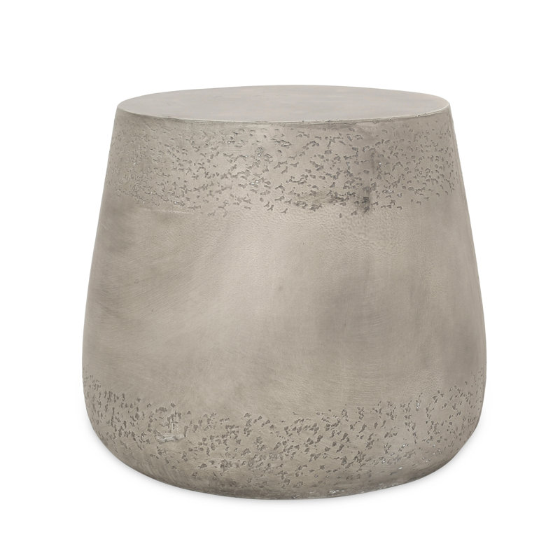 Lightweight Concrete Drum Shape Side Table - No Assembly, 19X19x16.29, Gray Shade In Theme, 19.03"W X 19.03"D 16.29"H,