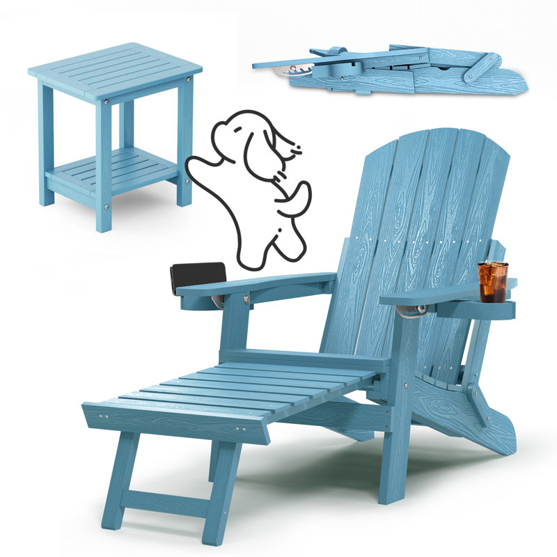 Foldable Outdoor Adirondack Set, Blue
