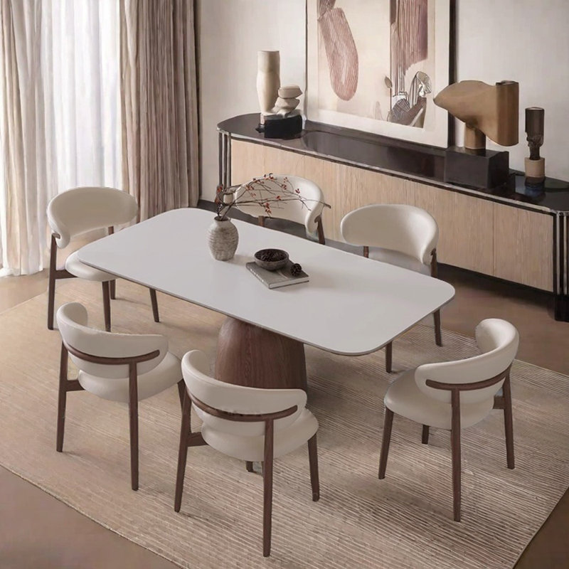 Rectangular home log dining table and chairs, Brown, 29.5"H x 70.8"L x 31.4"W 