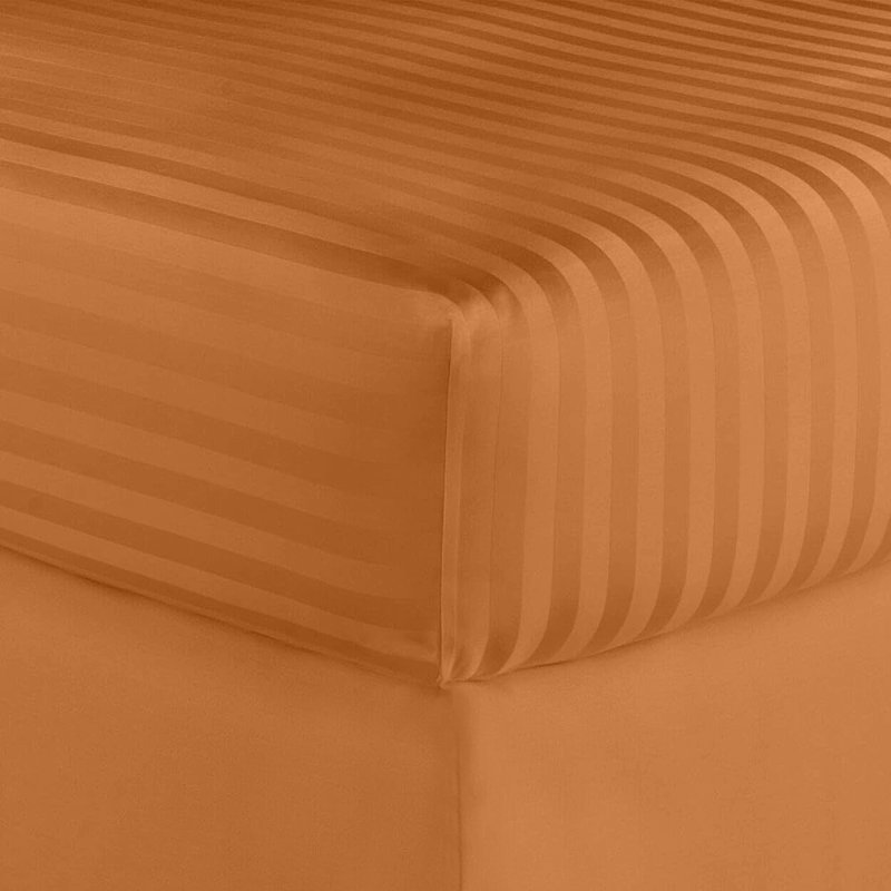 Egyptian Cotton Machine Woven Striped Sheet Set, Spice, Twin
