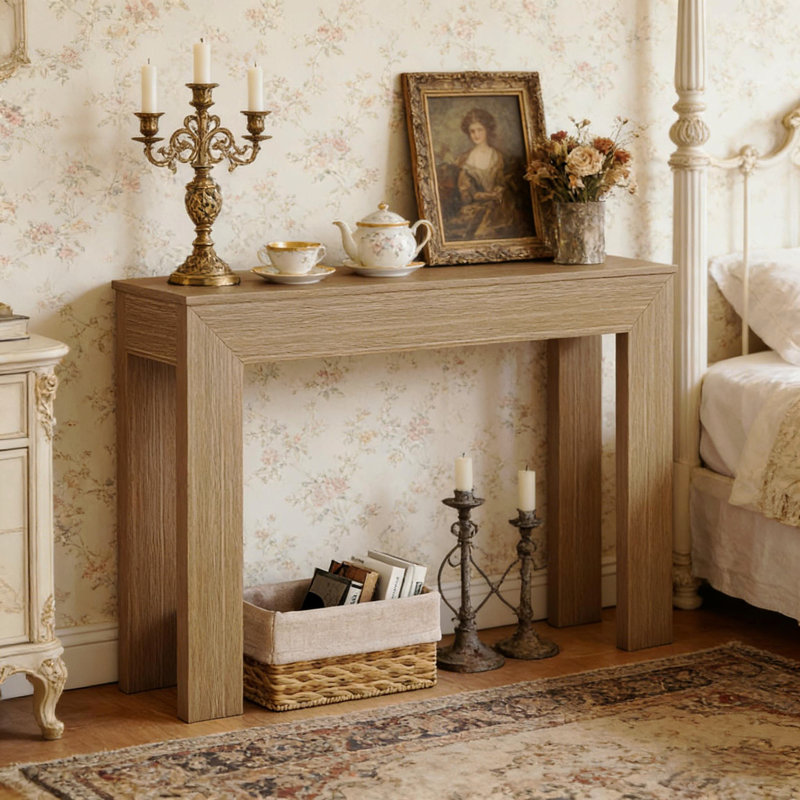 Élégante table d'appoint, table de vestibule, console, Bois naturel
