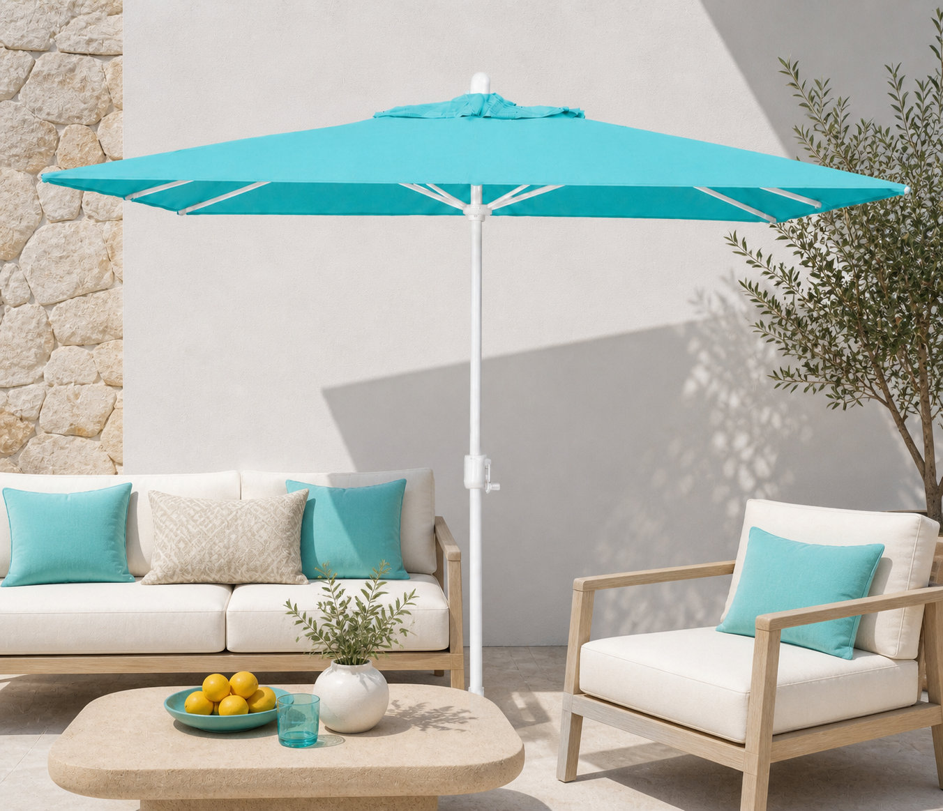 Olivier 9.7' Umbrella, Canvas Aruba Sunbrella® Canvas, White Sand
