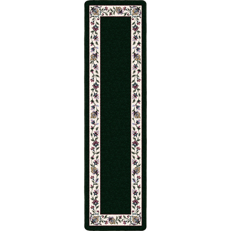 Tapis floral Alminus Symphony Emerald, Tapis de couloir 2 pi 1 po x 7 pi 8 po