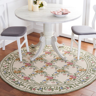 Hand Hooked Wool Pile Floral Rug
