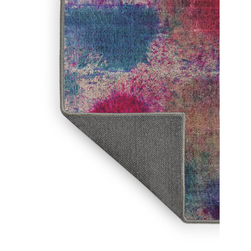 Tapis rose/bleu contemporain, Rectangle 8 pi x 12 pi