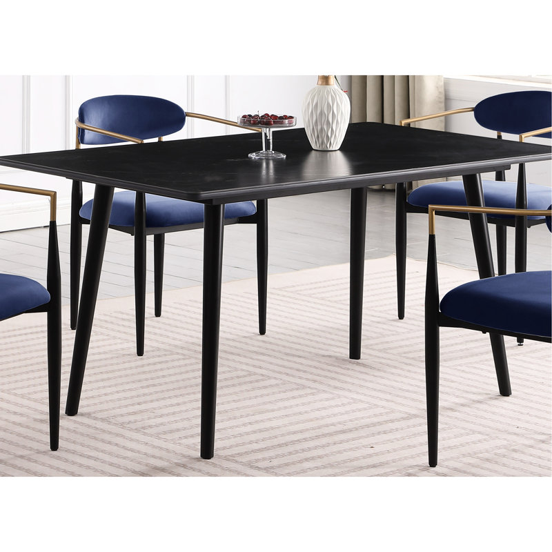 Salle à manger moderne: table en pierre frittée et chaises rembourrées Assemblage requis 5 pièces et chaises contemporaines, sièges 4