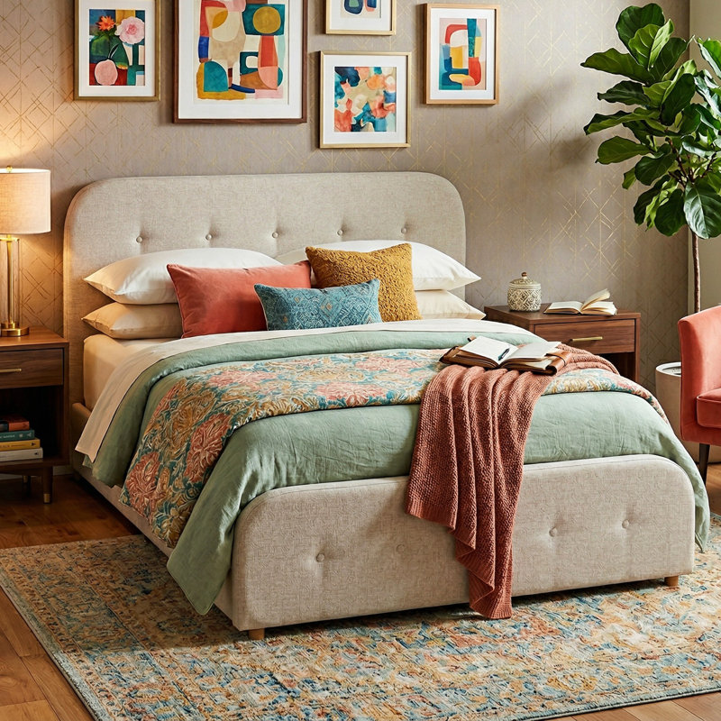 King Size Upholstered Bed With Storage Drawers