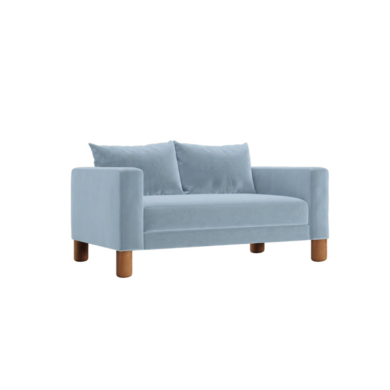 Essential Loveseat, Cylinder, Cornflower Recycled Velvet