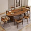 Brown Oval Solid Wood Dining table, kitchen table for dining room-1875705354