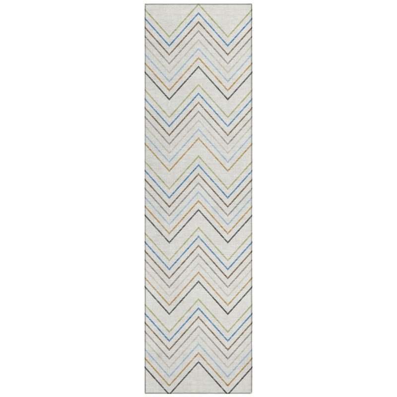 Machine Washable Indoor/Outdoor Kendricks ACN2392 Stripes Rug, Runner 2'3" x 7'6"