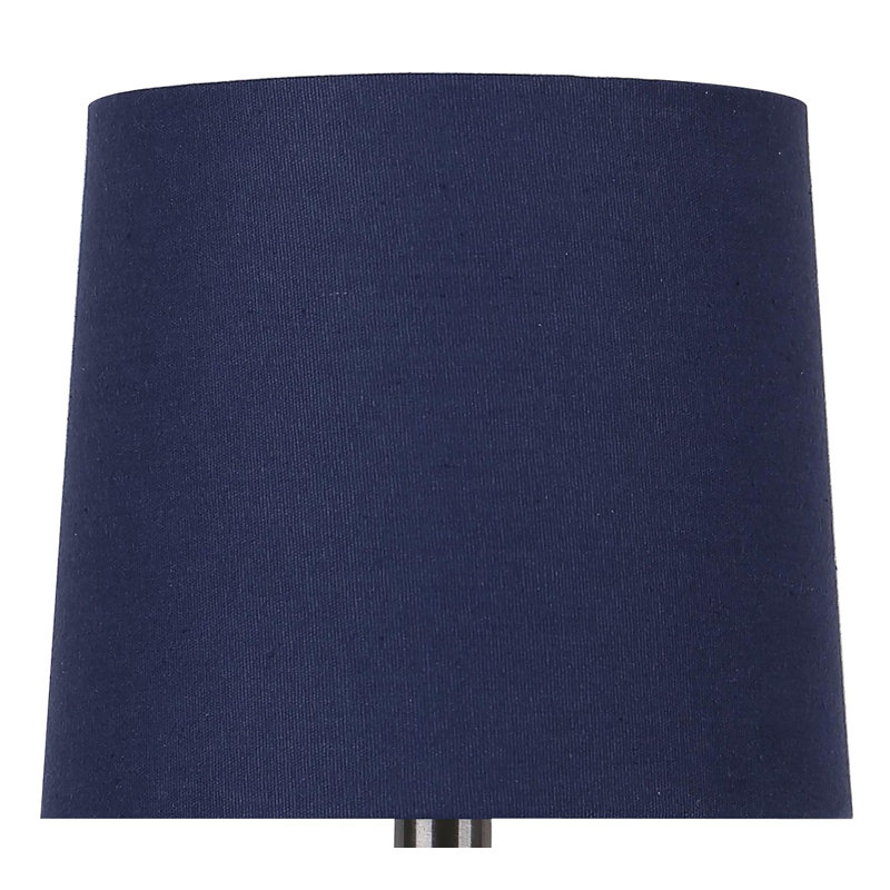 Ensemble de lampe de table 14,75 po Johnchristian, Nickel brossé, Bleu marine