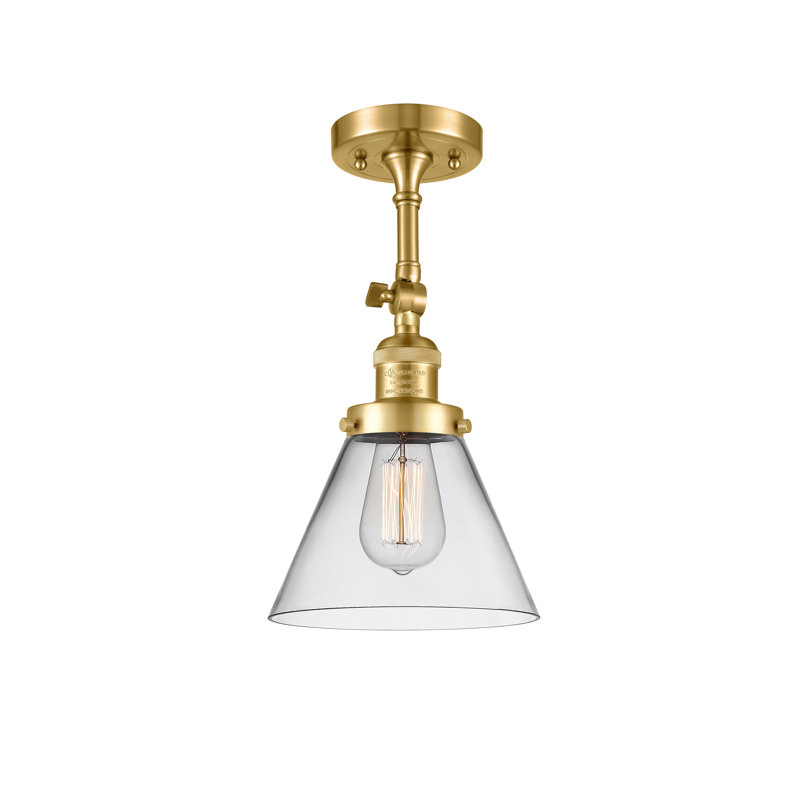 Milazzo Glass Semi Flush Mount, Clear, 13.5" H x 7.75" W x 7.75" D, Satin Gold