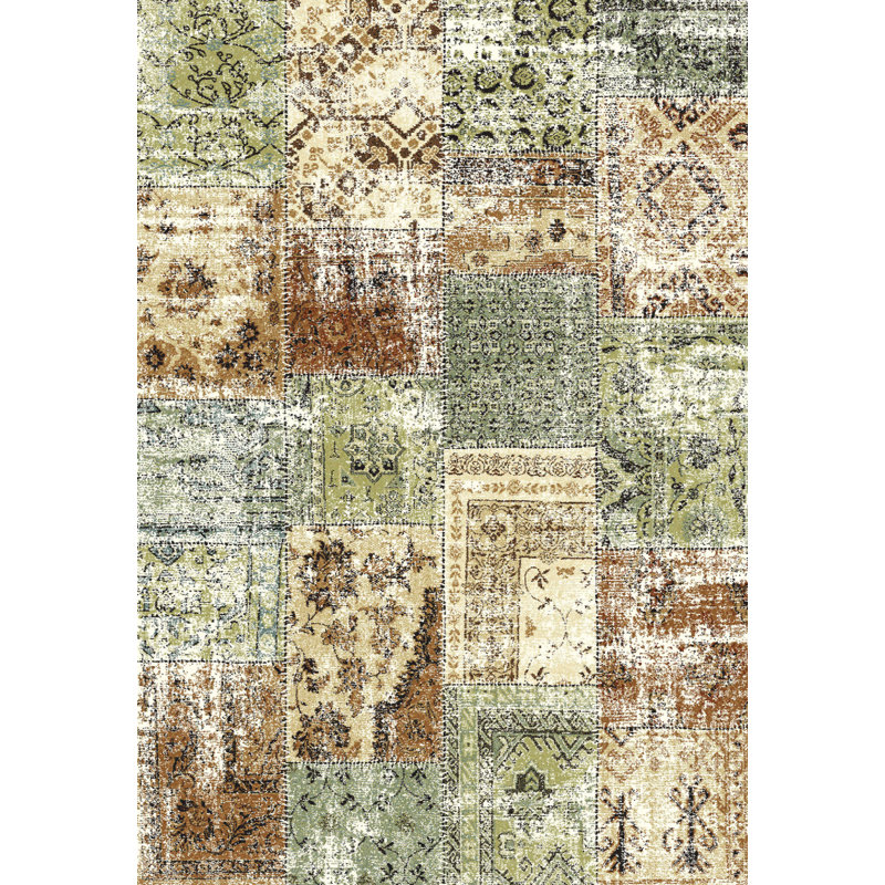 Tapis vert / brun Fleener, Rectangle 2 pi x 3 pi 11 po