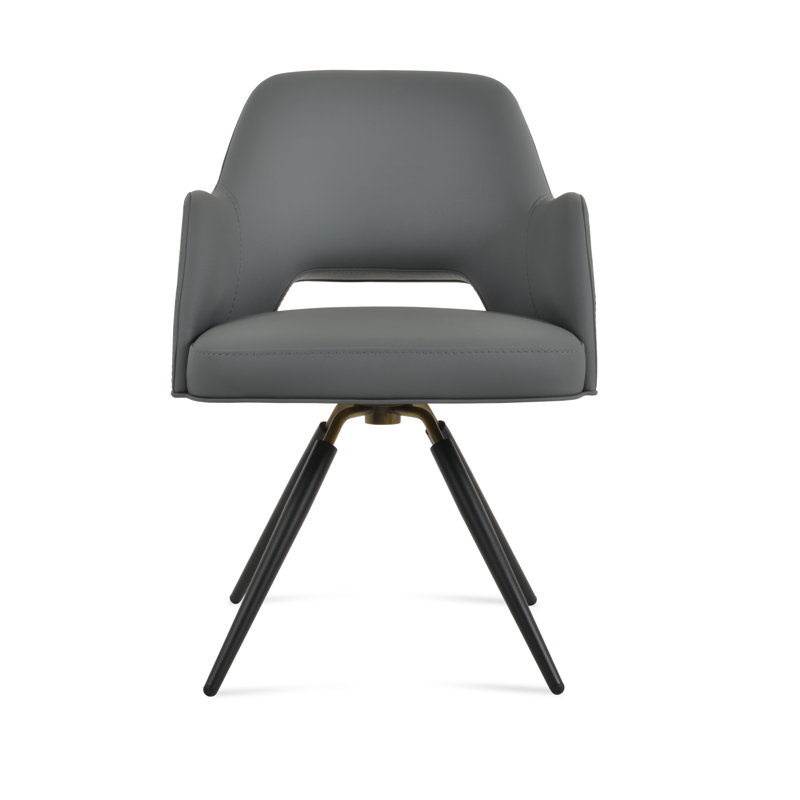Chaise d'appoint pivotante carotte Marash, Gris, Noir