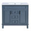 Meuble-lavabo 36 po avec lavabo supérieur, armoire de rangement moderne avec 2 portes à fermeture douce et 2 tiroirs, meuble-lavabo simple-115672122