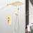 12" Rain Shower Head - Gold Brass, Wall Mounted Design With Self-Cleaning Nozzle For A Calming Bath, American Standard Pipe Captivating Showering Experience,-121169400