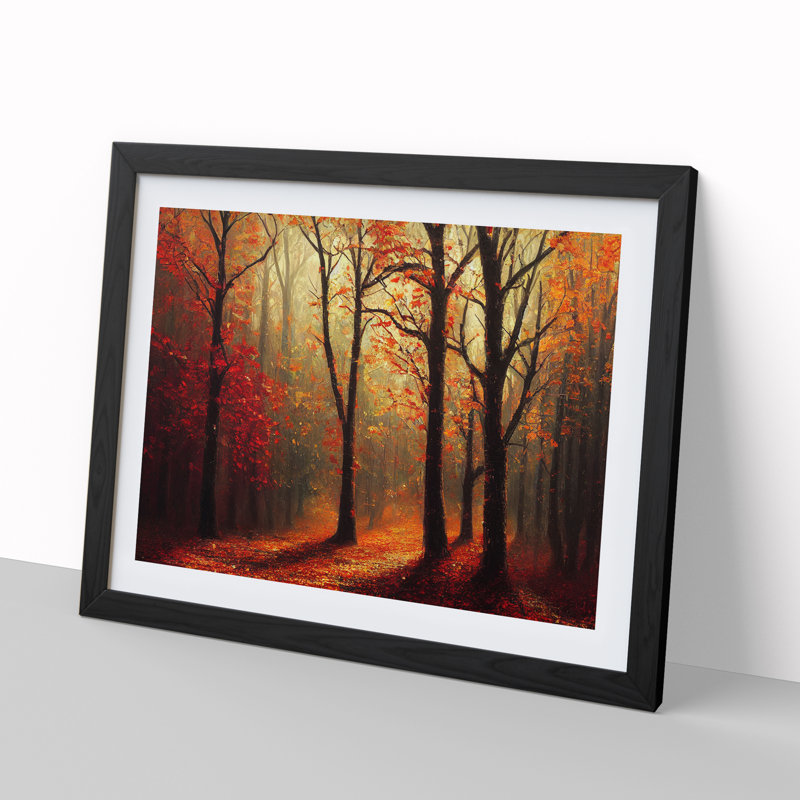 Autumn Forest View Vol.1 - Single Picture Frame Print, 46cm H x 64cm W x 2cm D, Black Framed