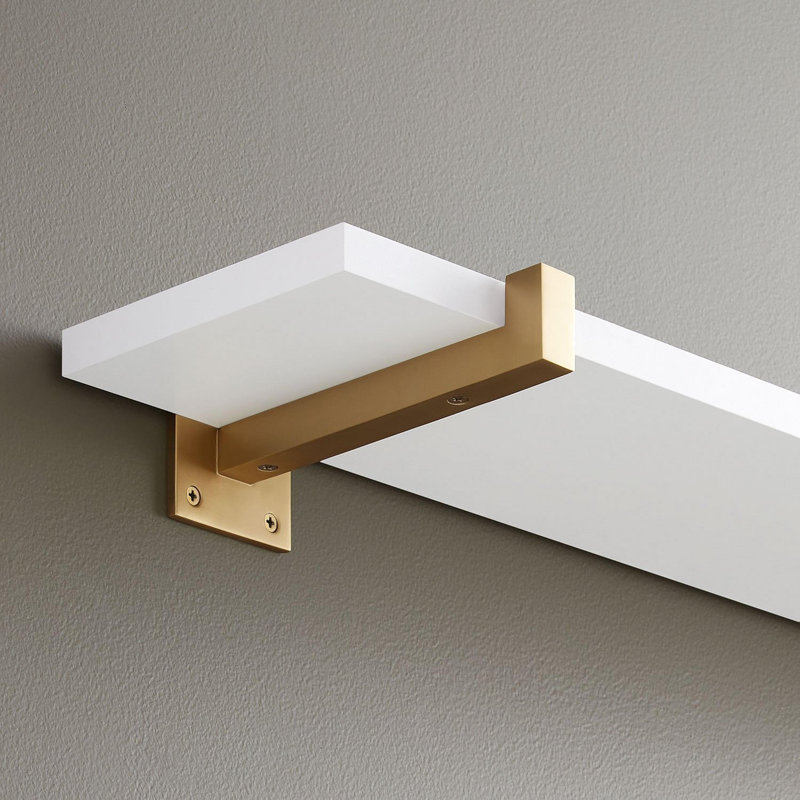 Bodwell Brass Shelf Bracket, Satin Brass, 2.5" H x 7" W x 2.5" D