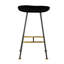 Tabouret de comptoir sans dossier 24 po avec siège en bois de manguier Aronson | Pieds en fer noir | Repose-pieds doré