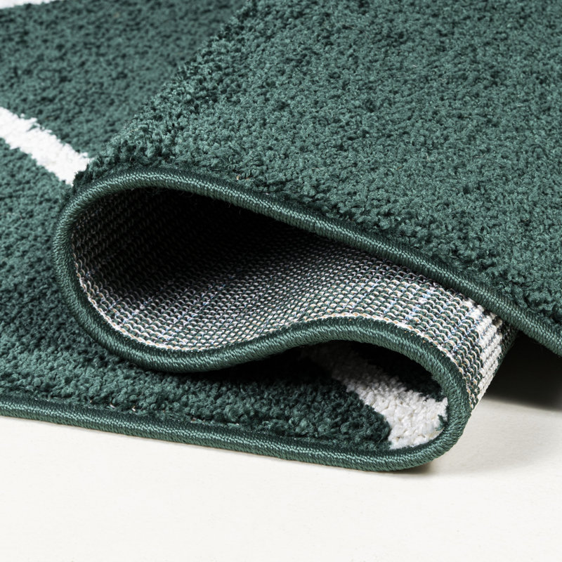 Tapis vert / blanc Bertrice, Rectangle de 5 pi x 8 pi