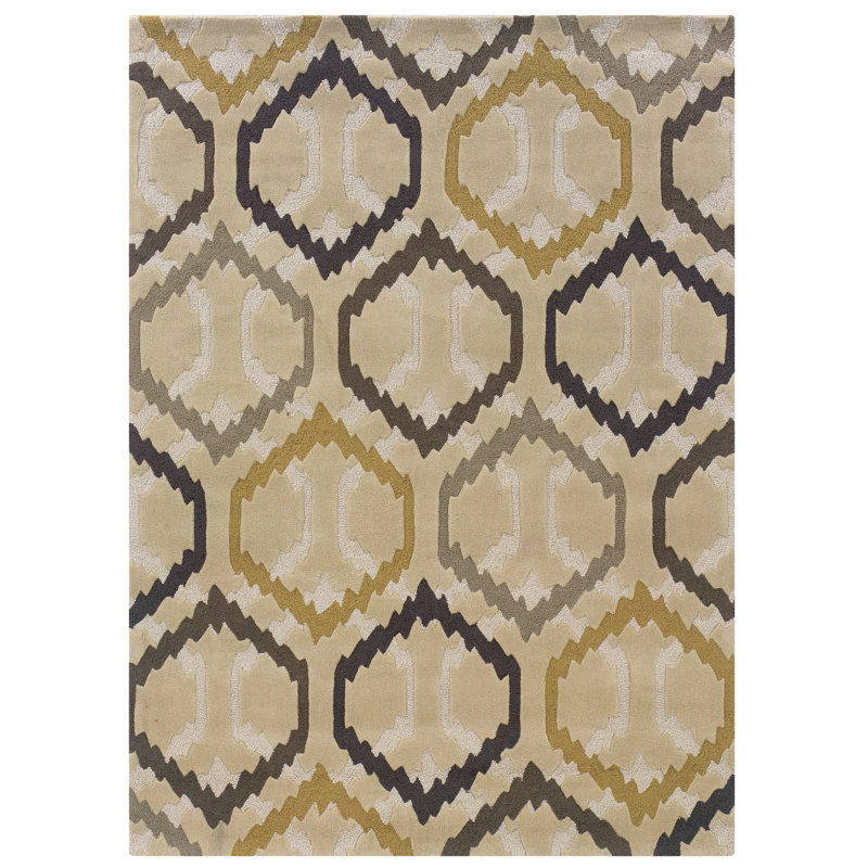 Tapis fait main Equelle crème et pierre, Rectangle 5 pi x 7 pi