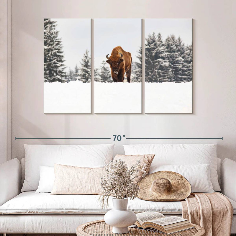 Brampt Bison At Winter Fields, 32" H x 50" W