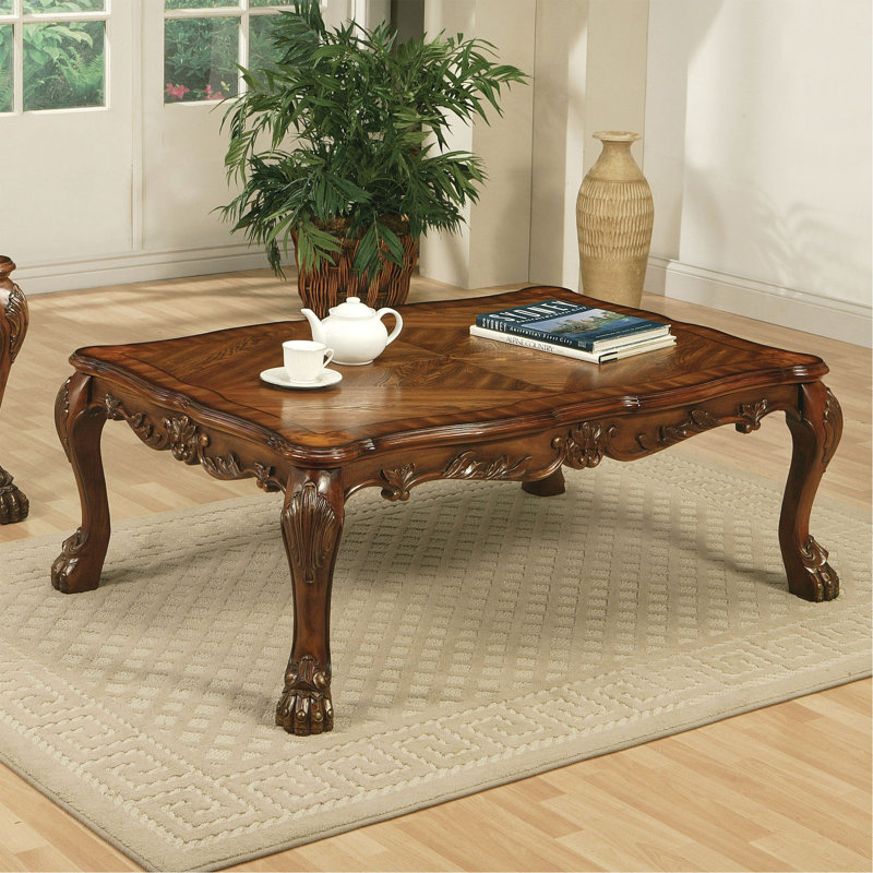 Table basse espresso avec pieds tournés, Cerisier