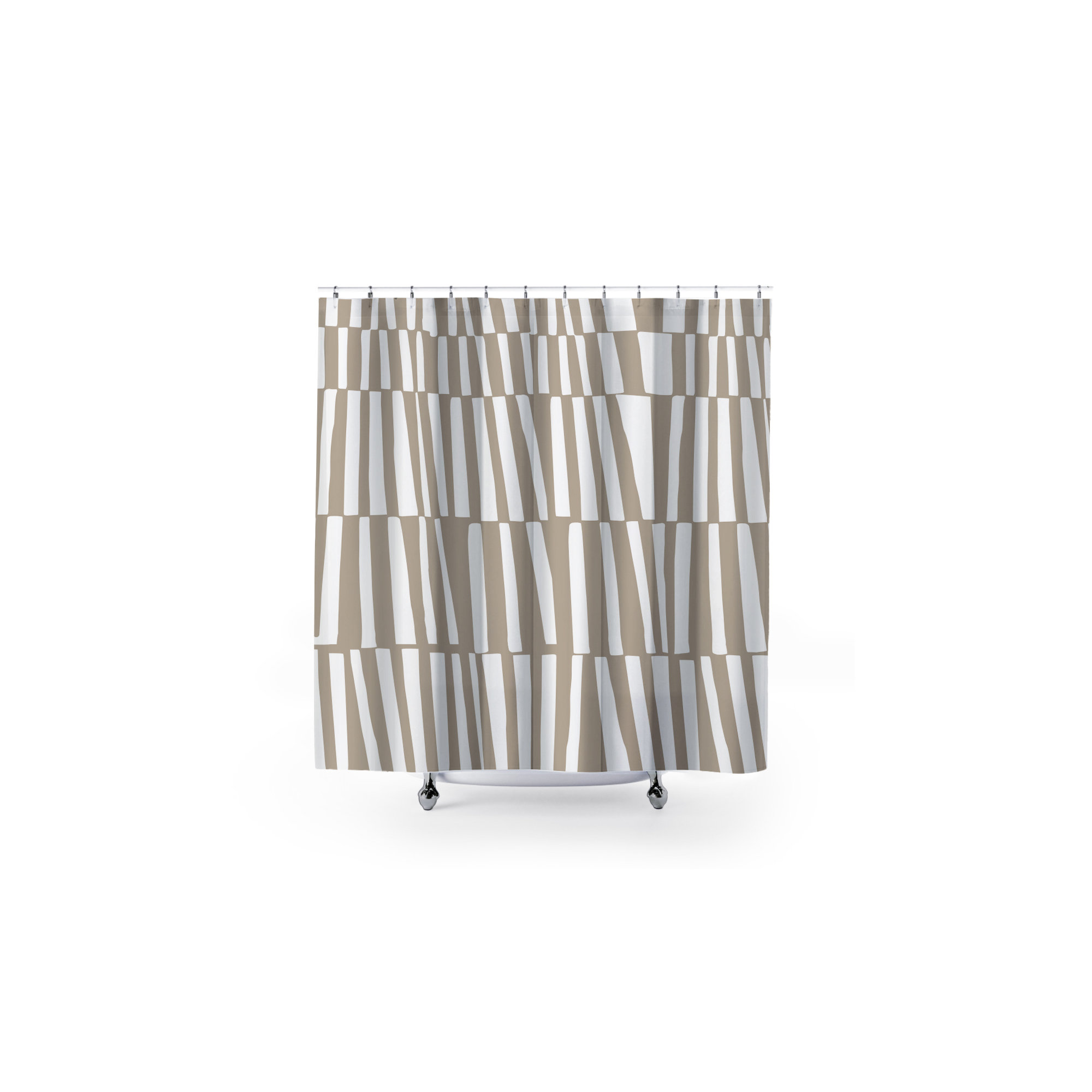 Thora Abstract Mid-Century Shower Curtain, Beige