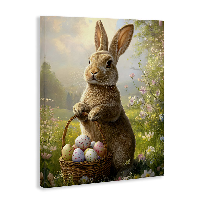 Lapin avec toile de panier de Pâques, design par Franklyn Gregory, H 48 po x l 36 po