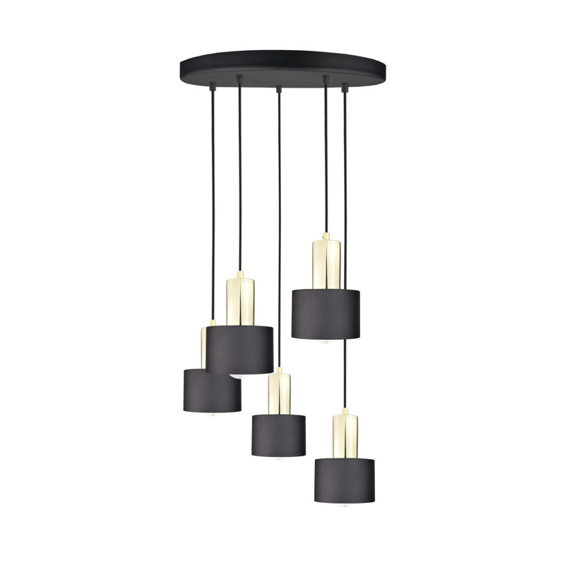 5 - Light Cluster Pendant, Black/Gold
