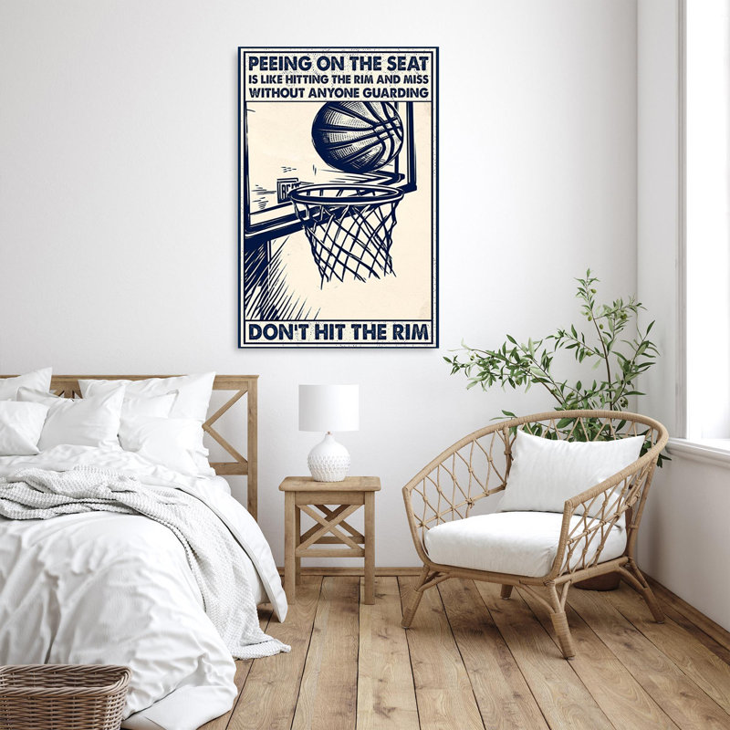 Impression sur toile "Basketball Dont frapper le rebord" - 1 pièce, H 14 po x l 11 po x P 1,25 po