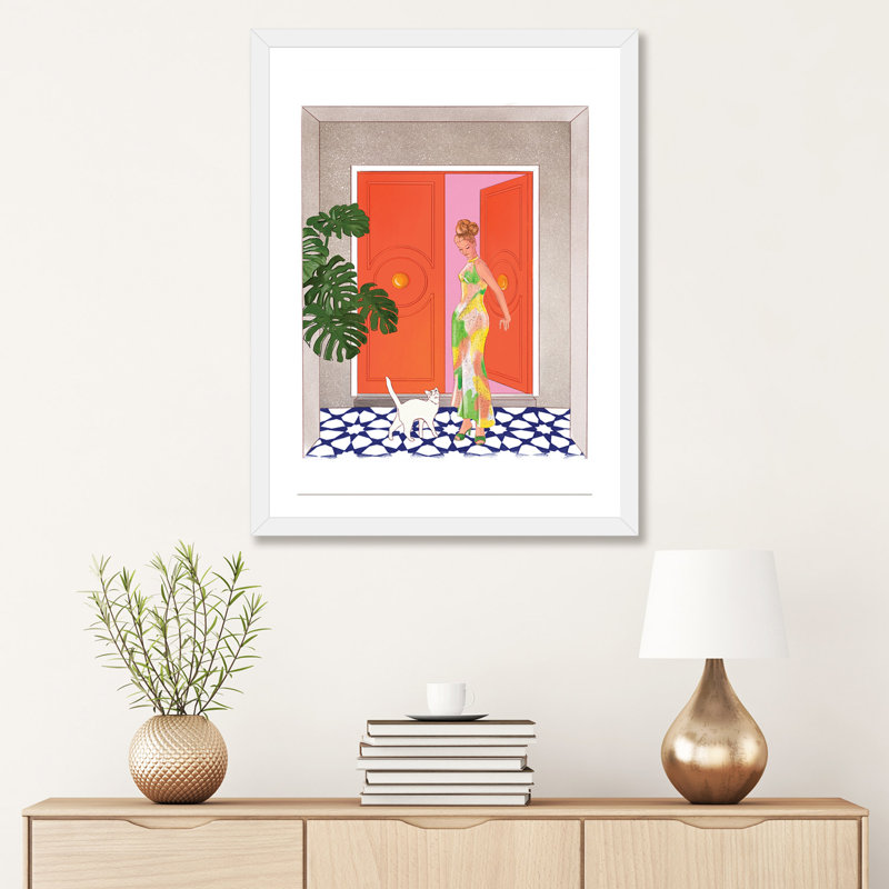 Porte rouge par Rose Morrison - impression, Encadré par un papier blanc, H 32 po x l 24 po x P 1 po