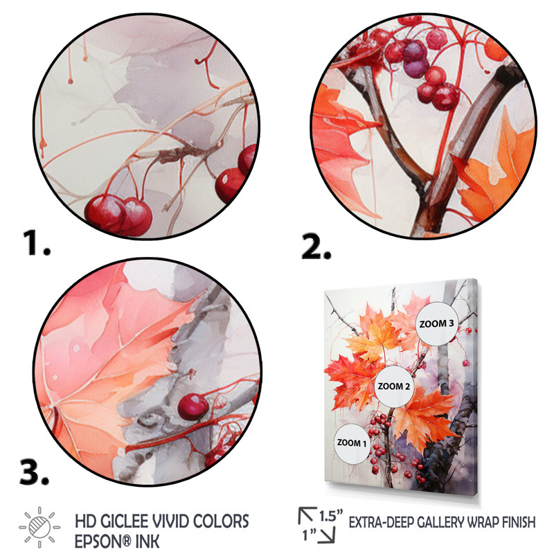 Maiesha Japon Art Coral Crimson Maple III - impression, H 40 po x l 30 po x P 1,5 po, Cadre photo argenté