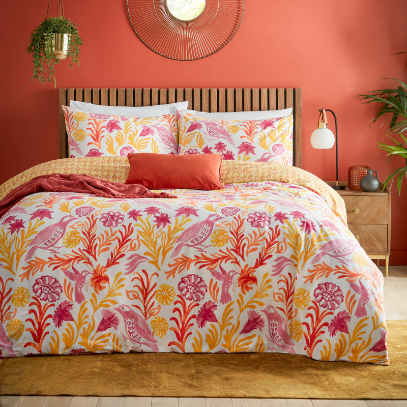 Alentejo Cotton Blend Floral Duvet Cover Set with Pillowcases, 230 cm W x 220 cm L