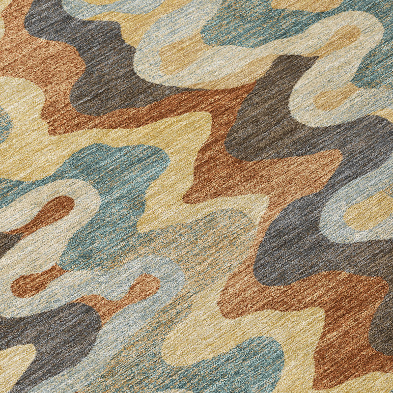 Machine Washable Indoor/Outdoor Chantille ACN2481 Abstract Rug, Gold, 8' x 10'